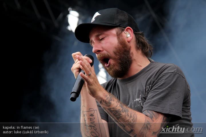 in flames